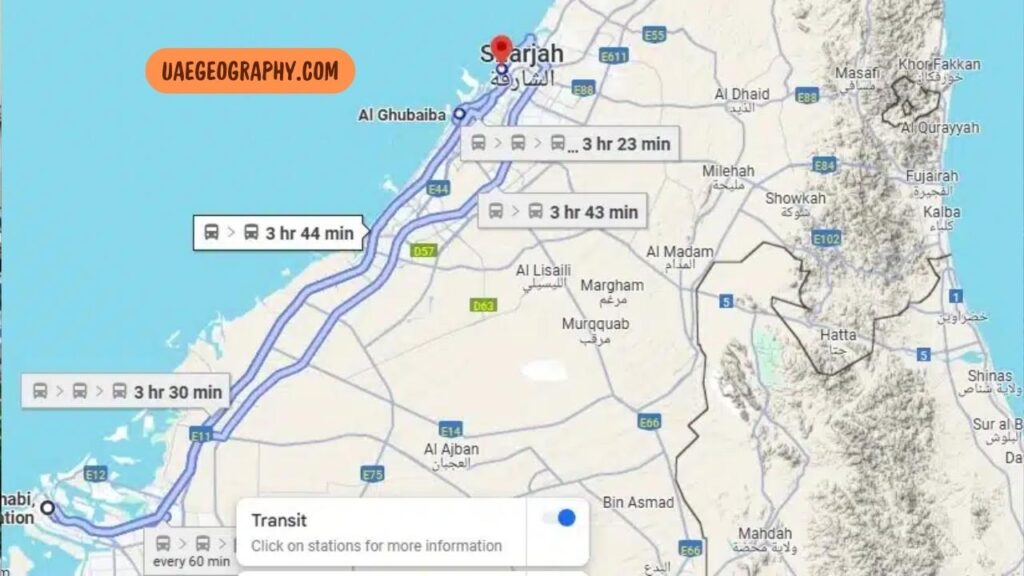 Key Bus Stops Between Abu Dhabi to Sharjah Bus